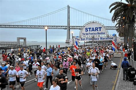 Sf marathon - The annual running of the San Francisco Marathon will take place on Sunday, July 23, 2023. The first wave of runners for the full marathon will depart from Mission Street & The Embarcadero at 5:30 a.m. The finish line festival at Embarcadero Plaza will end at …